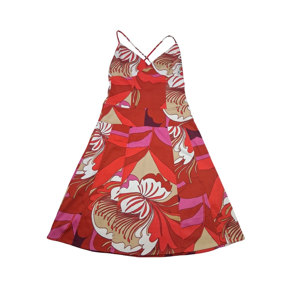 Rare Y2k Vintage Zara Tropical Babydoll Womens size 4 Beachy Dopamine Mini Dress